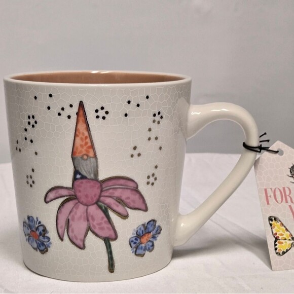 Set of Seeds & Sunshine Mug Gnome Floral Ceramic Pink & Cream Large Cup Coffee - Picture 4 of 10